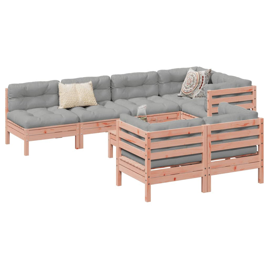 8-delige Loungeset met kussens massief douglas vurenhout