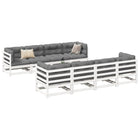 9-delige Loungeset massief grenenhout wit