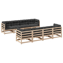 9-delige Loungeset met kussens massief grenenhout