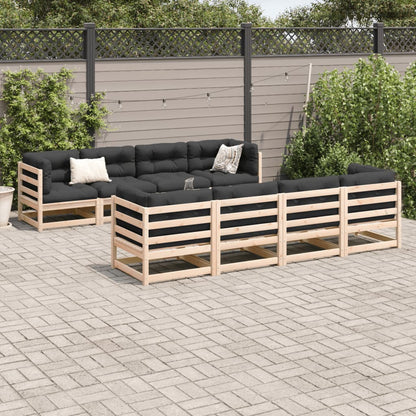 9-delige Loungeset met kussens massief grenenhout