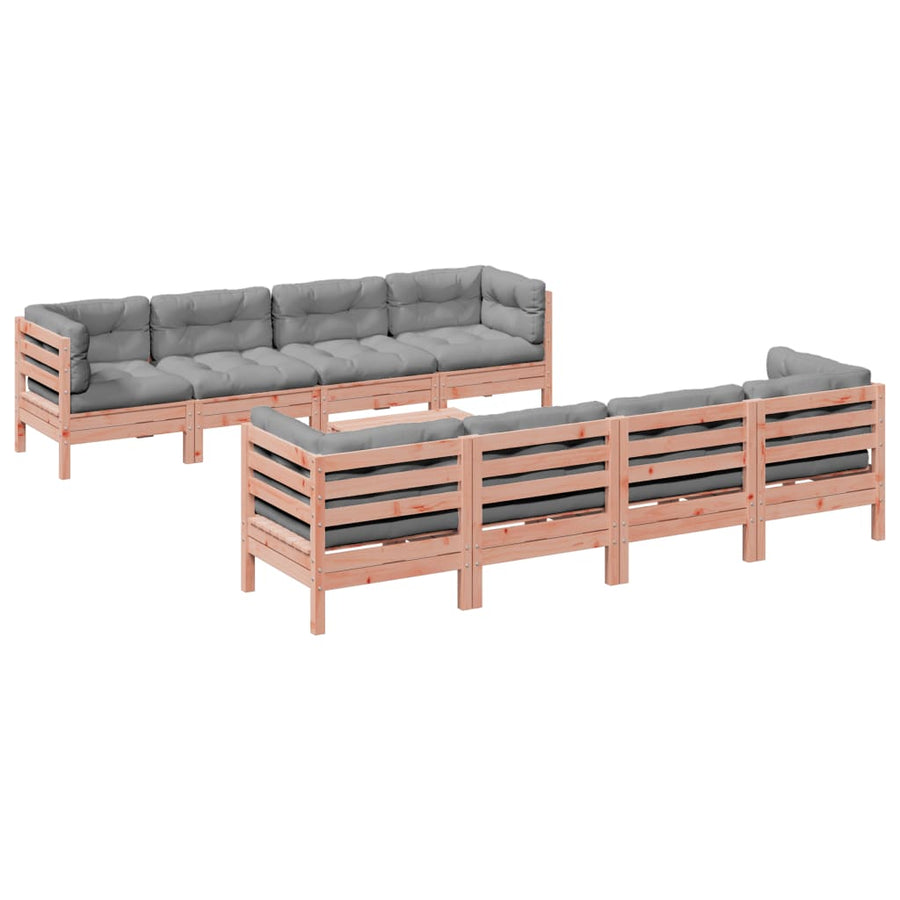 9-delige Loungeset met kussens massief douglas vurenhout