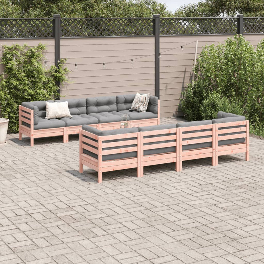 9-delige Loungeset met kussens massief douglas vurenhout