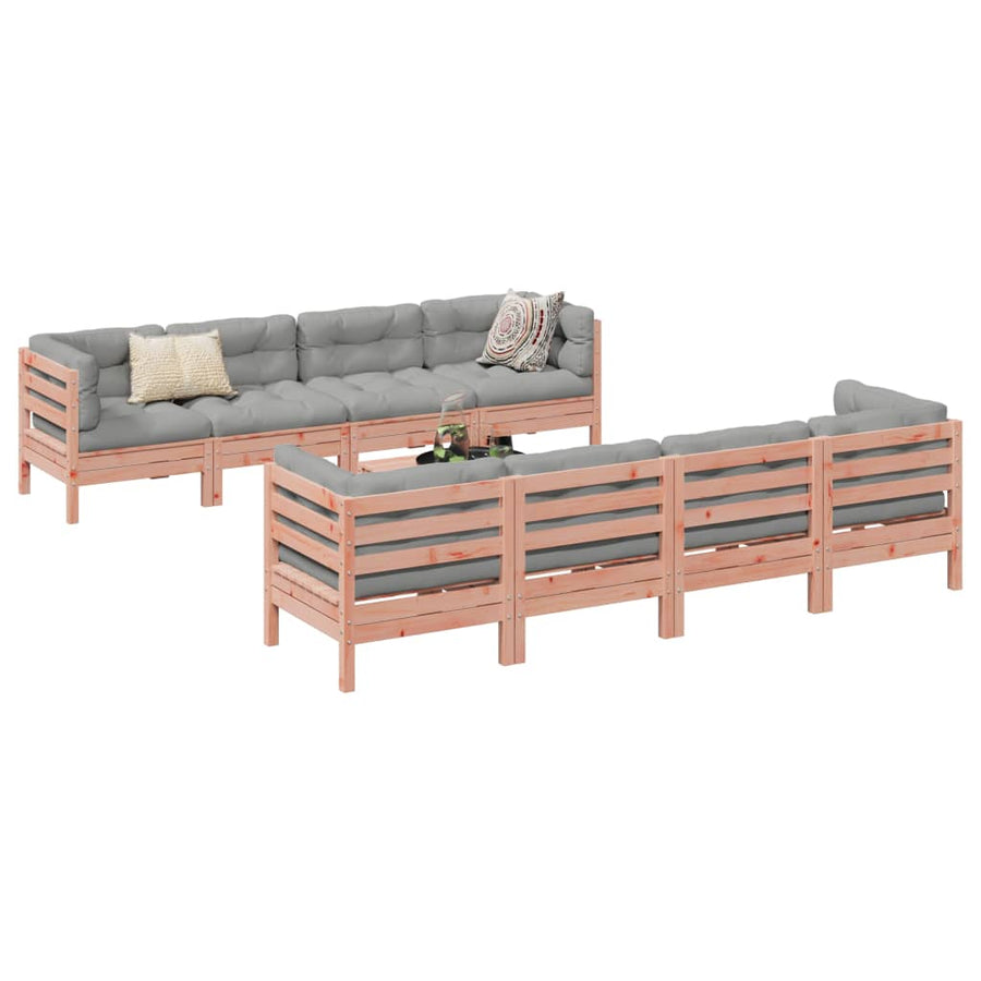 9-delige Loungeset met kussens massief douglas vurenhout