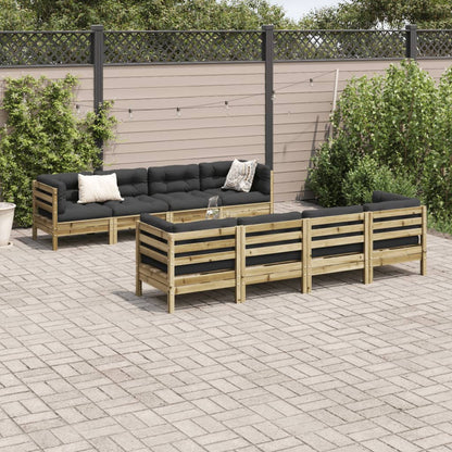 9-delige Loungeset met kussens geïmpregneerd grenenhout