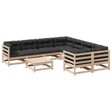 9-delige Loungeset met kussens massief grenenhout