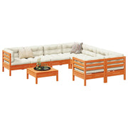 Loungeset 9-delig massief grenenhout wasbruin