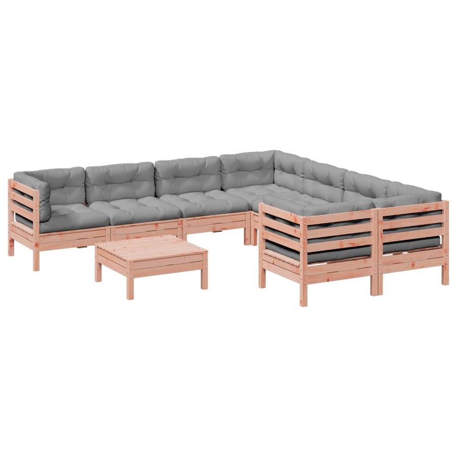 9-delige Loungeset met kussens massief douglas vurenhout