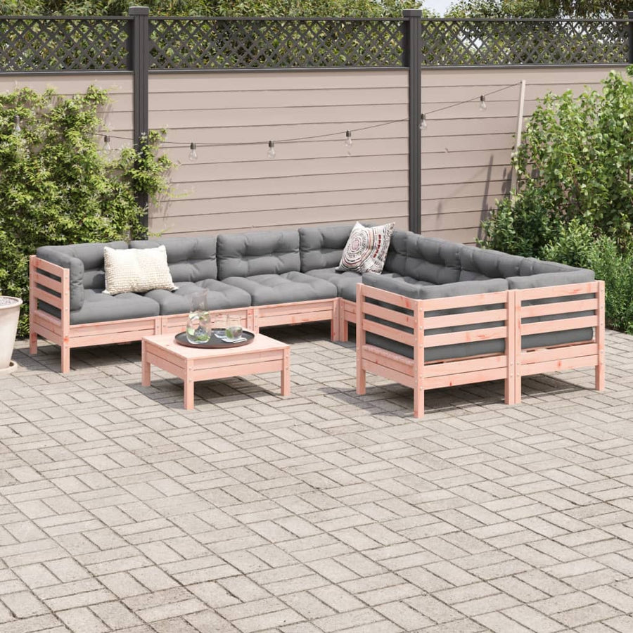 9-delige Loungeset met kussens massief douglas vurenhout