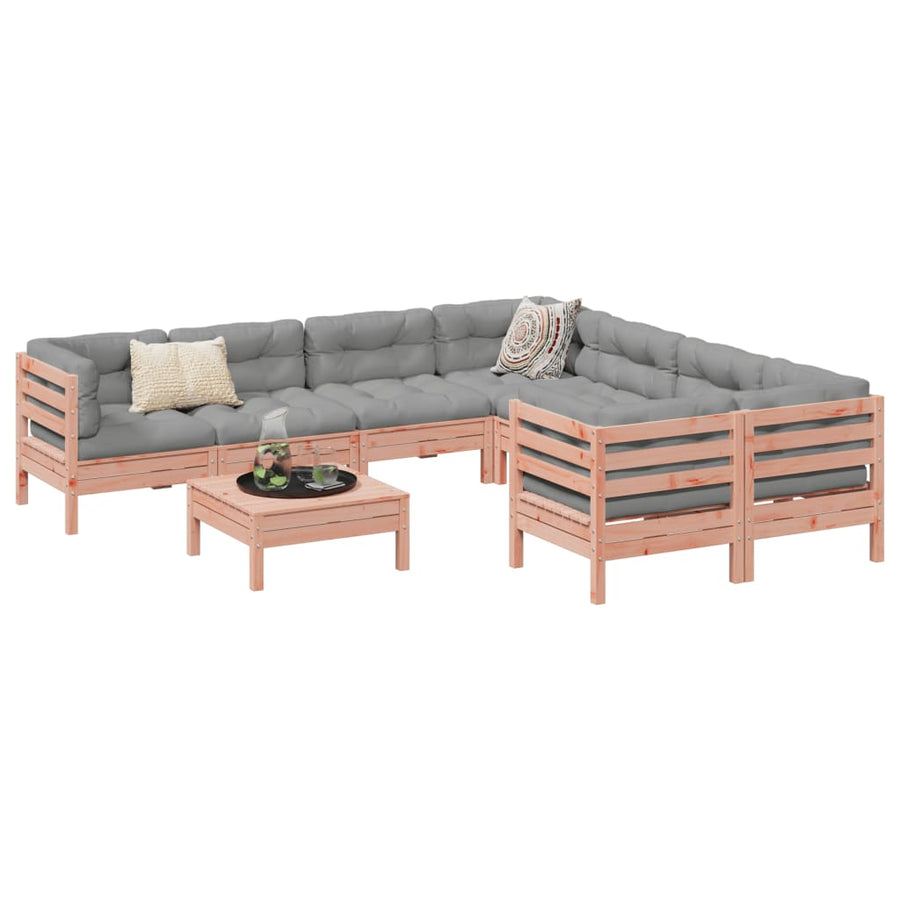 9-delige Loungeset met kussens massief douglas vurenhout