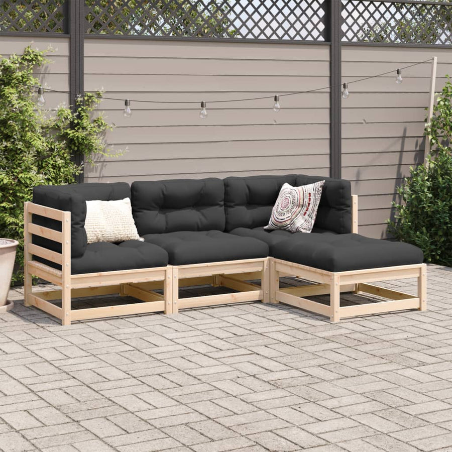 4-delige Loungeset massief grenenhout
