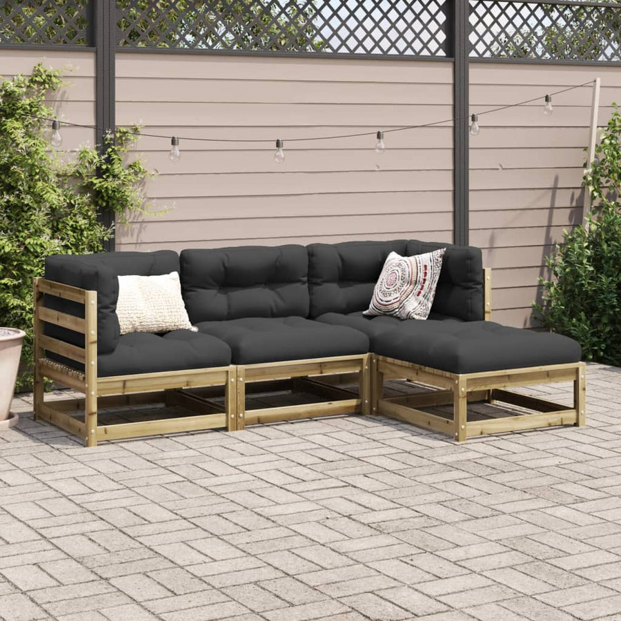 4-delige Loungeset geïmpregneerd grenenhout