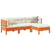 Loungeset 4-delig massief grenenhout wasbruin