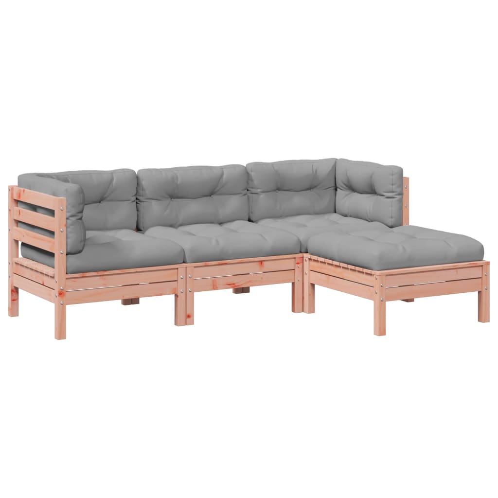 4-delige Loungeset met kussens massief douglas vurenhout