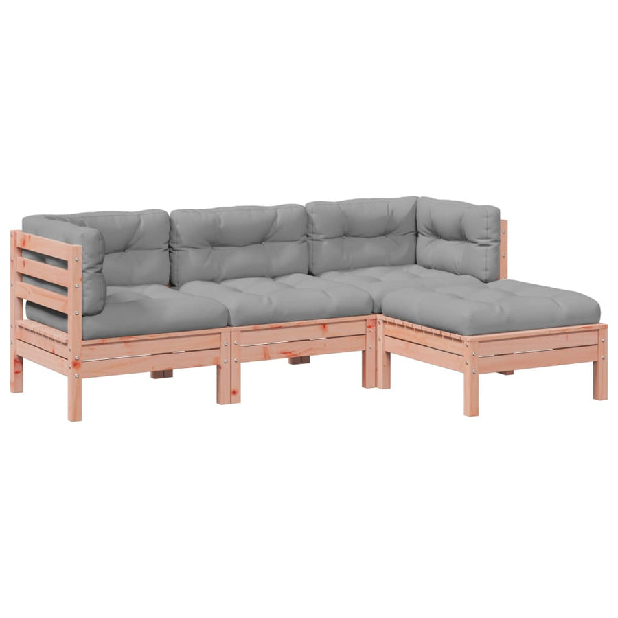 4-delige Loungeset met kussens massief douglas vurenhout
