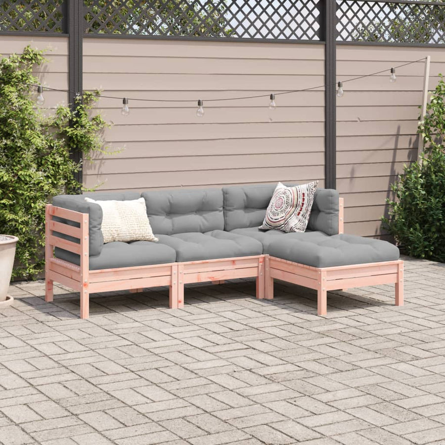 4-delige Loungeset met kussens massief douglas vurenhout