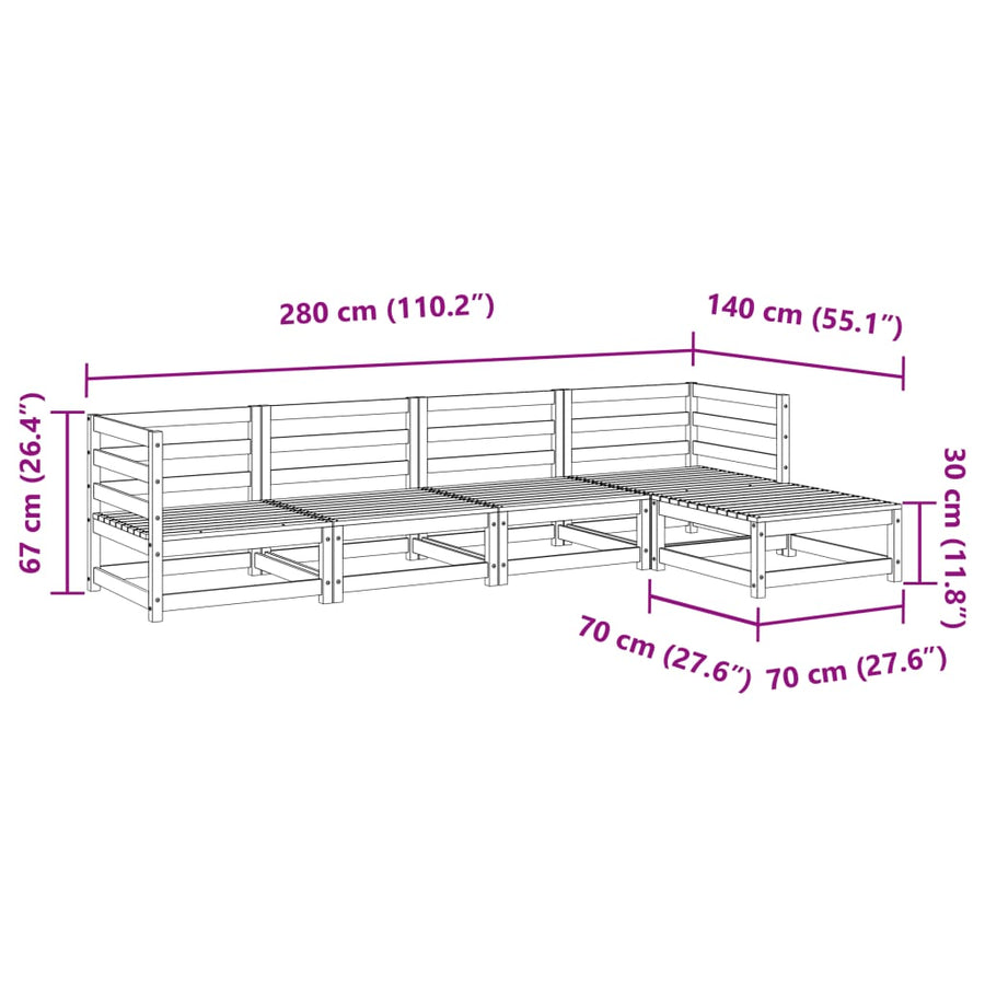 5-delige Loungeset geïmpregneerd grenenhout
