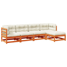 5-delige Loungeset met kussens massief grenenhout wasbruin