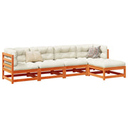 Loungeset 5-delig massief grenenhout wasbruin