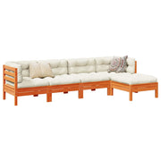 Loungeset 5-delig massief grenenhout wasbruin