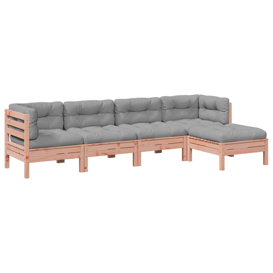 5-delige Loungeset met kussens massief douglas vurenhout