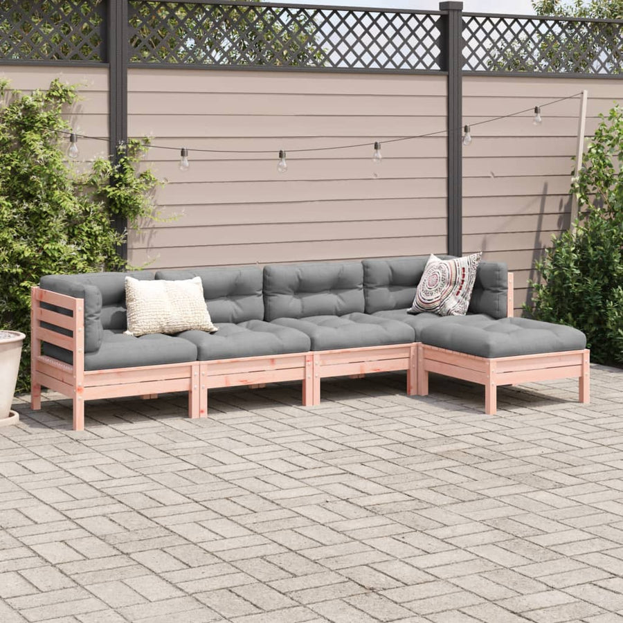5-delige Loungeset met kussens massief douglas vurenhout