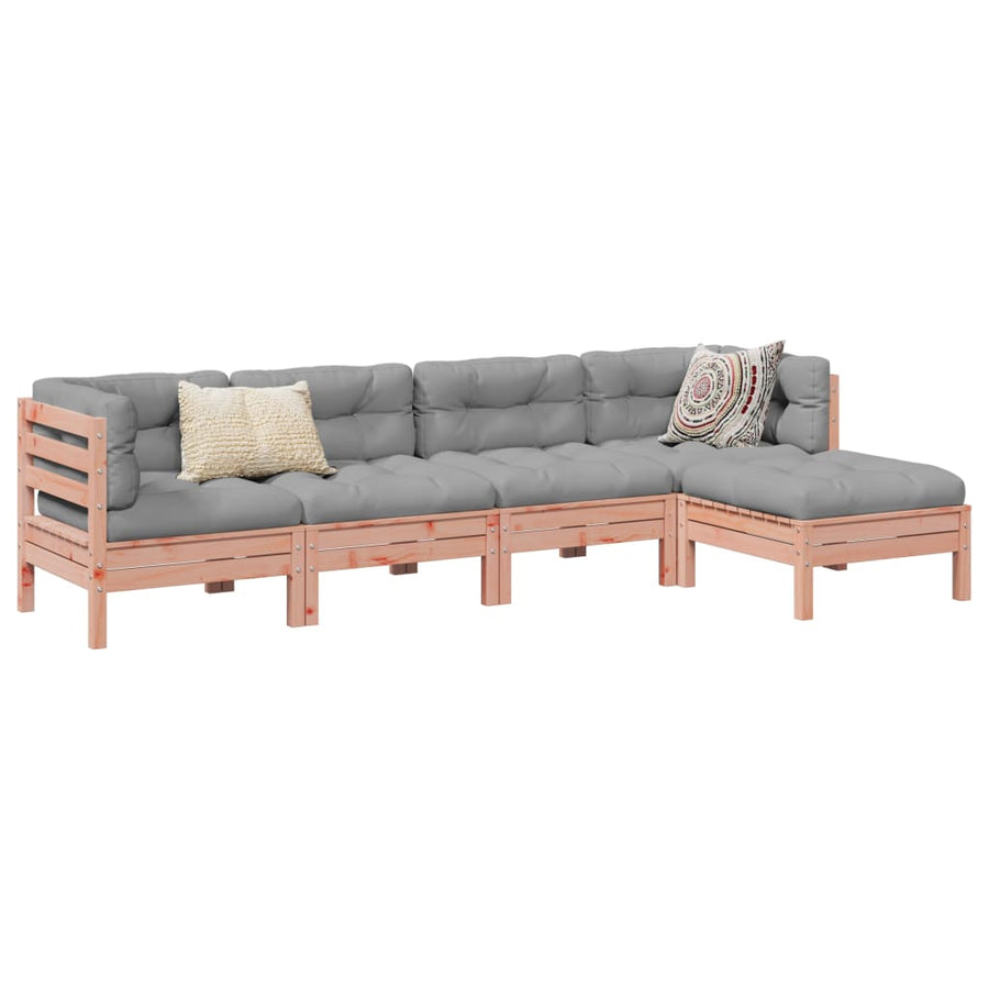 5-delige Loungeset met kussens massief douglas vurenhout