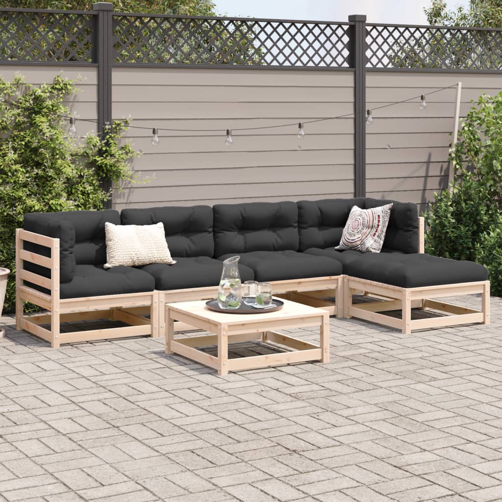 6-delige Loungeset massief grenenhout