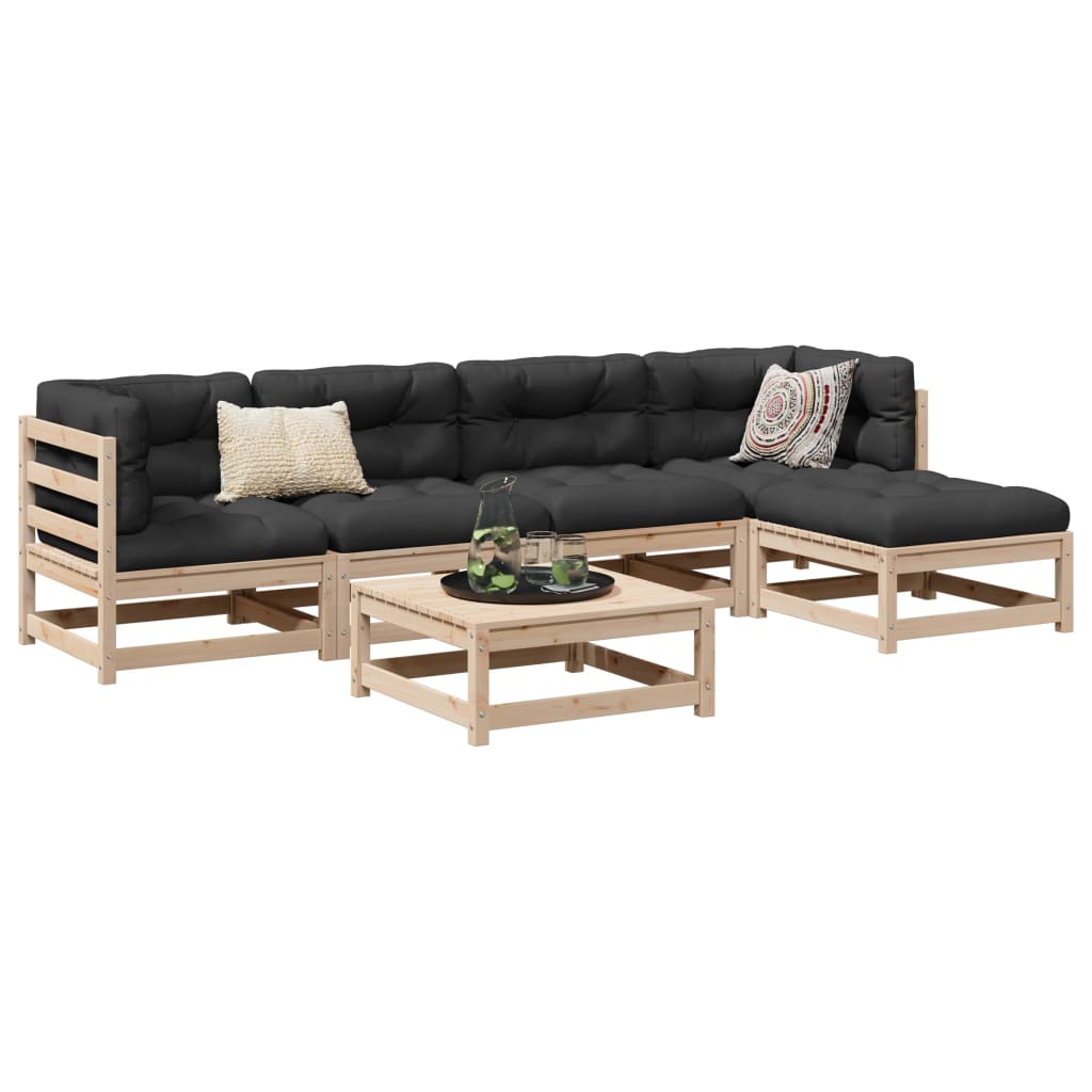6-delige Loungeset massief grenenhout