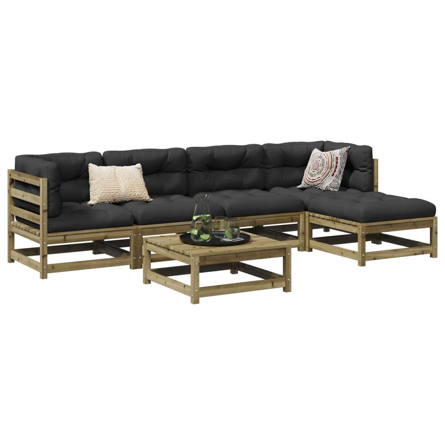 6-delige Loungeset geïmpregneerd grenenhout