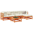 Loungeset 6-delig massief grenenhout wasbruin