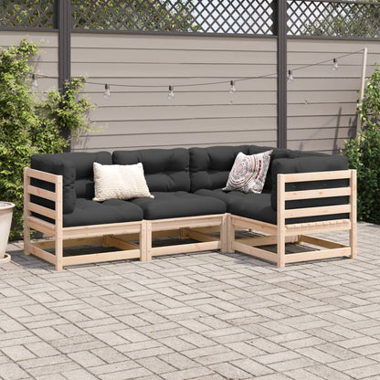 4-delige Loungeset met kussens massief grenenhout