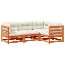 4-delige Loungeset met kussens massief grenenhout wasbruin