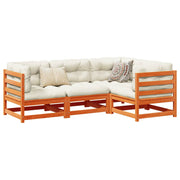 Loungeset 4-delig massief grenenhout wasbruin