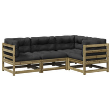 4-delige Loungeset met kussens geïmpregneerd grenenhout