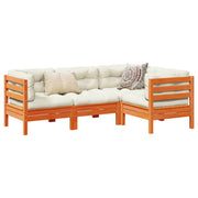 Loungeset 4-delig massief grenenhout wasbruin