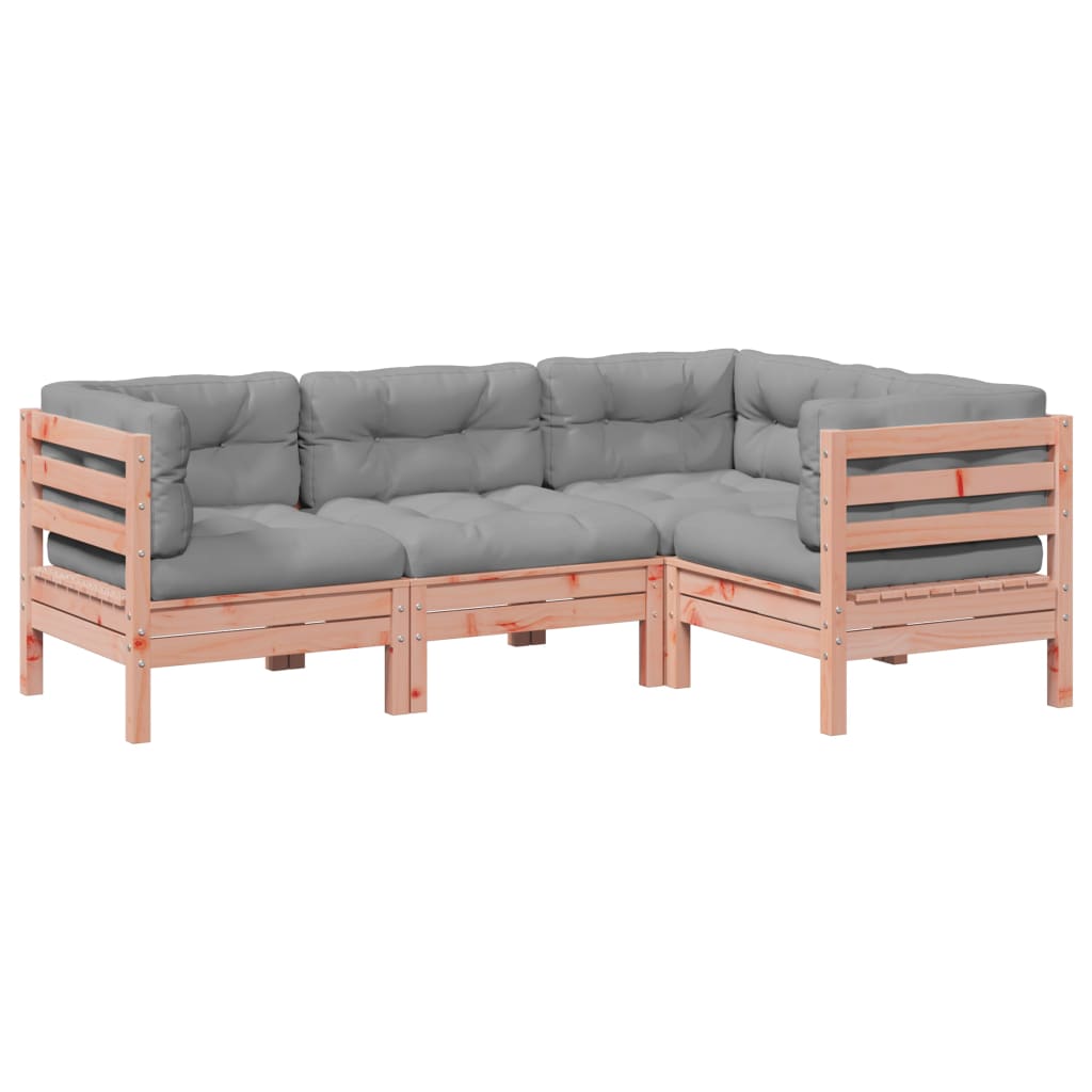 4-delige Loungeset met kussens massief douglas vurenhout