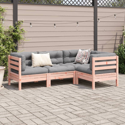 4-delige Loungeset met kussens massief douglas vurenhout