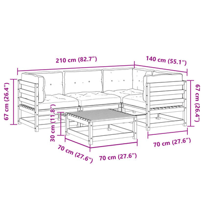 5-delige Loungeset met kussens geïmpregneerd grenenhout