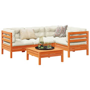 Loungeset 5-delig massief grenenhout wasbruin