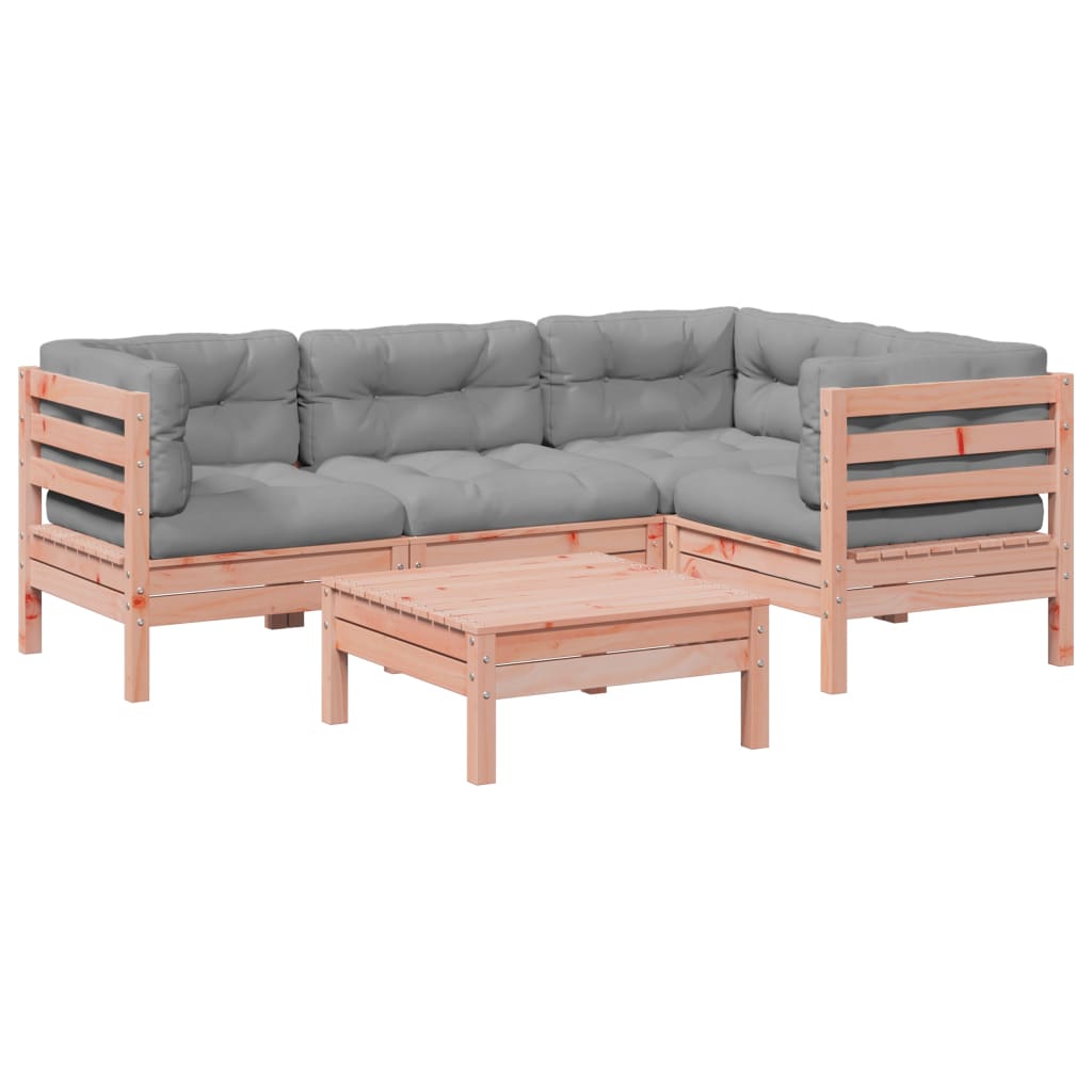 5-delige Loungeset met kussens massief douglas vurenhout