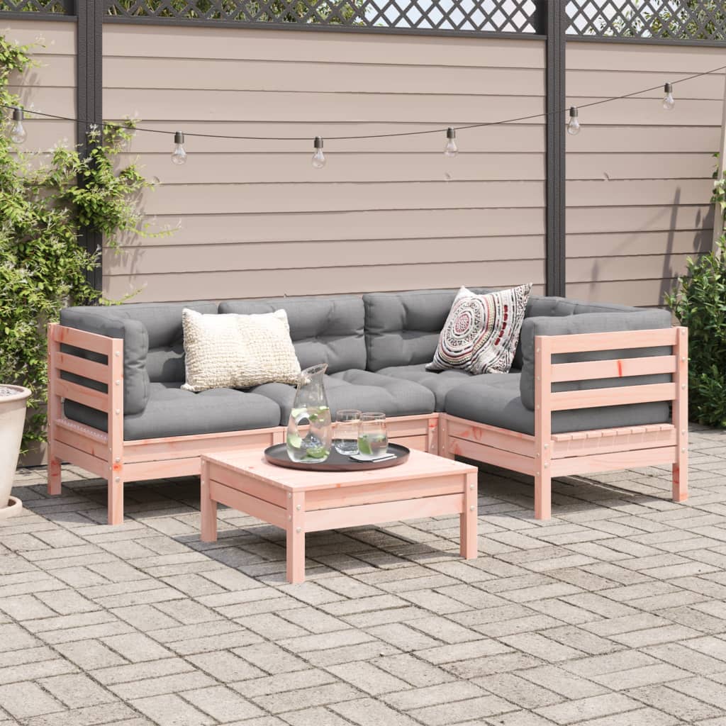 5-delige Loungeset met kussens massief douglas vurenhout