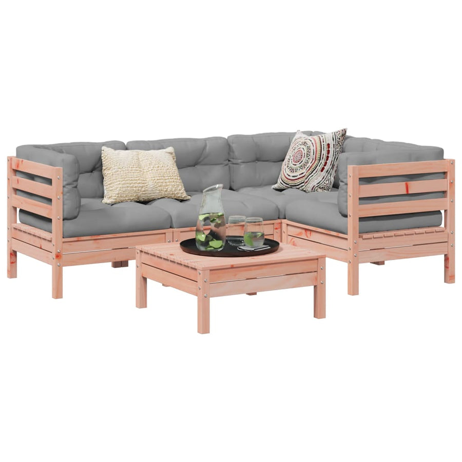 5-delige Loungeset met kussens massief douglas vurenhout