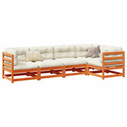 Loungeset 5-delig massief grenenhout wasbruin