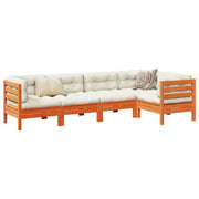 Loungeset 5-delig massief grenenhout wasbruin