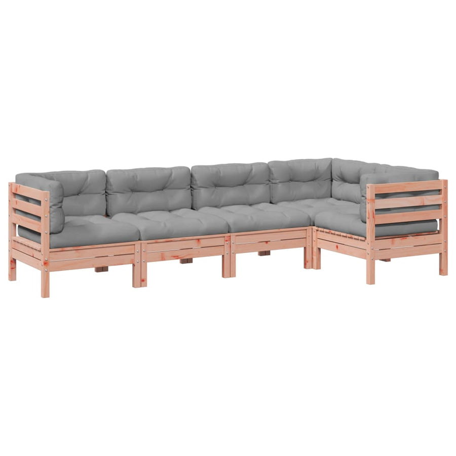 5-delige Loungeset met kussens massief douglas vurenhout