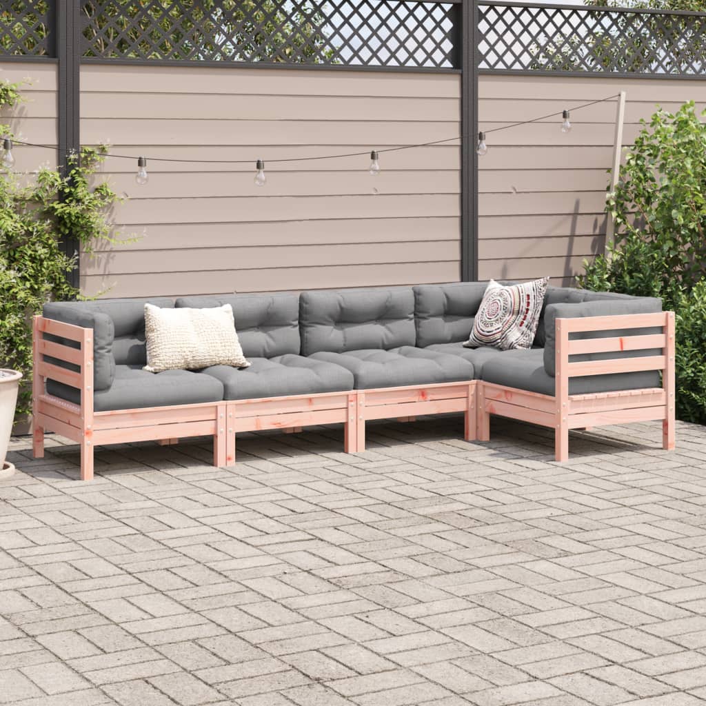 5-delige Loungeset met kussens massief douglas vurenhout