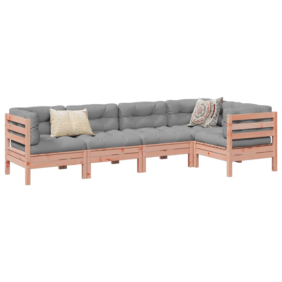 5-delige Loungeset met kussens massief douglas vurenhout