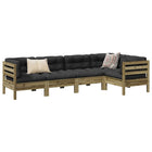 5-piece Lounge Set with Cushions, impregnated pine