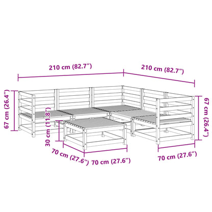 6-delige Loungeset massief grenenhout