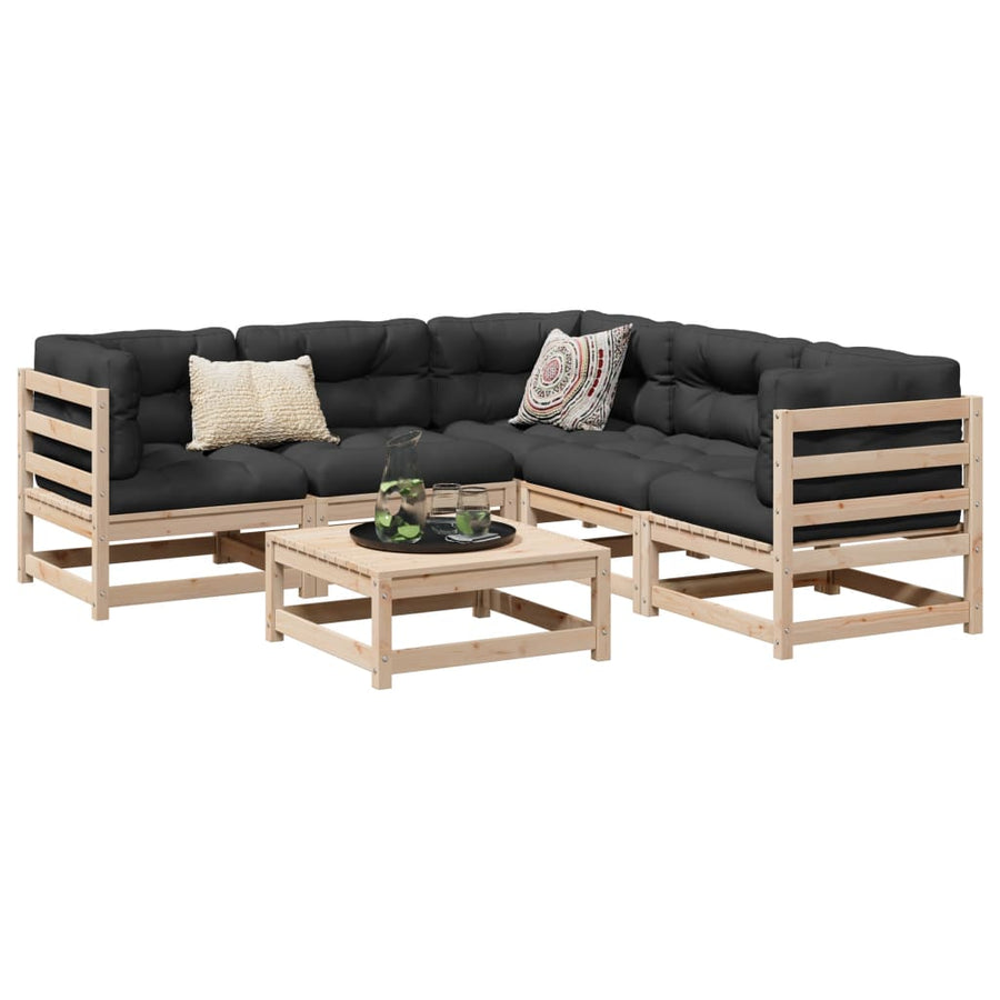 6-delige Loungeset massief grenenhout